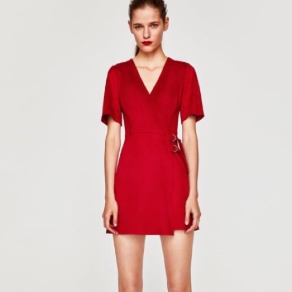 zara red mini dress